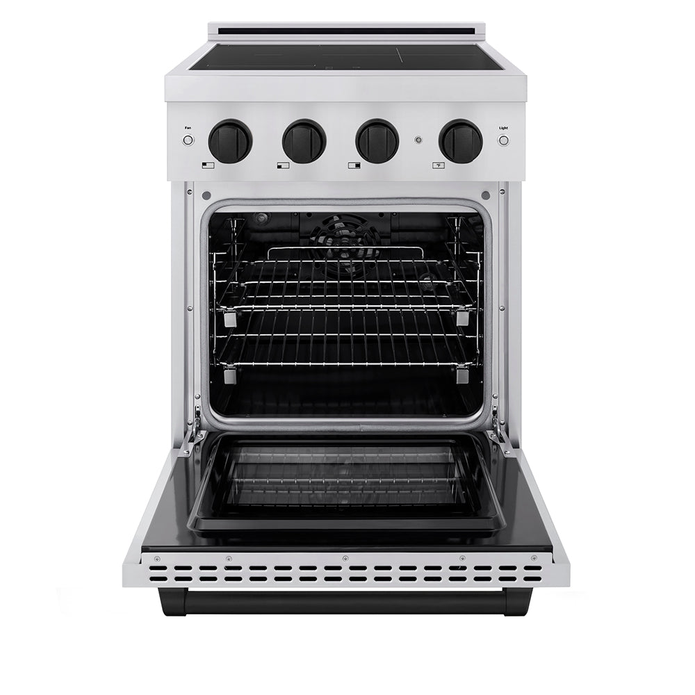 ZLINE 24 in Induction Range 3.2 cu ft Stainless Steel 3 Element Cooktop Electric Convection Oven Matte Black Accents (SINRZ-24-MB)