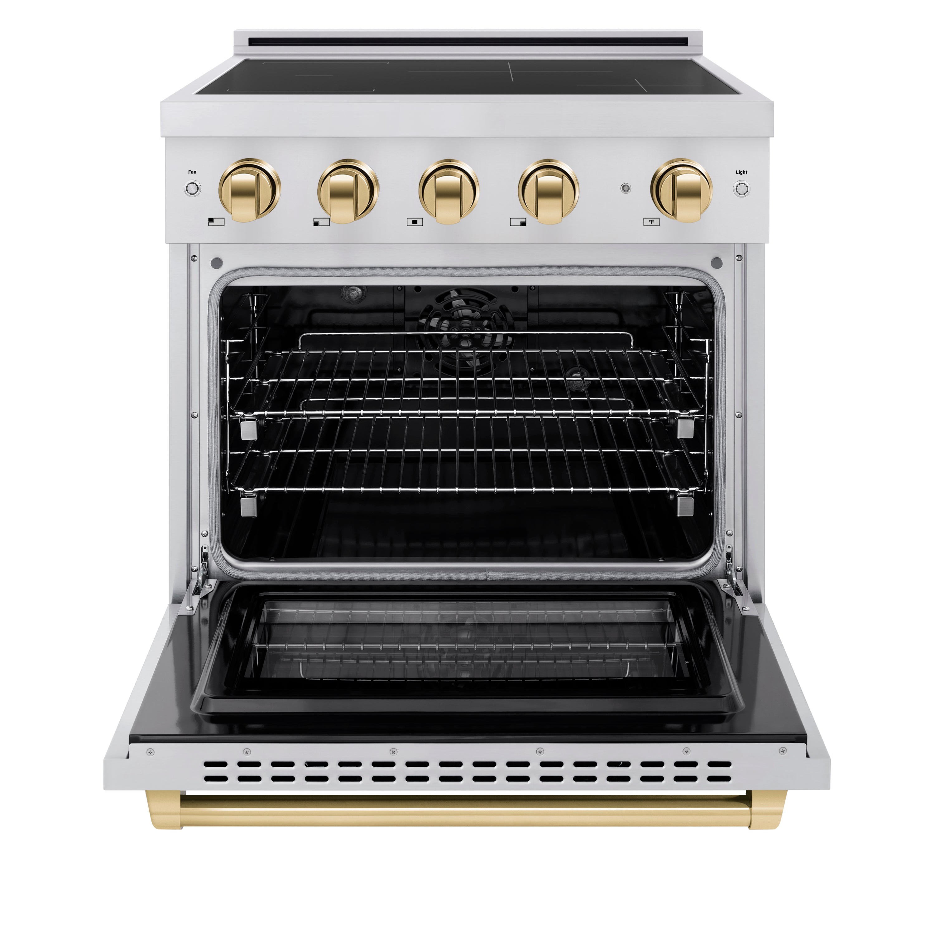 ZLINE 30 in. Induction Range 4.2 cu. ft. 4 Element Cooktop Electric Oven Stainless Steel Polished Gold Accents (SINRZ-30-G)