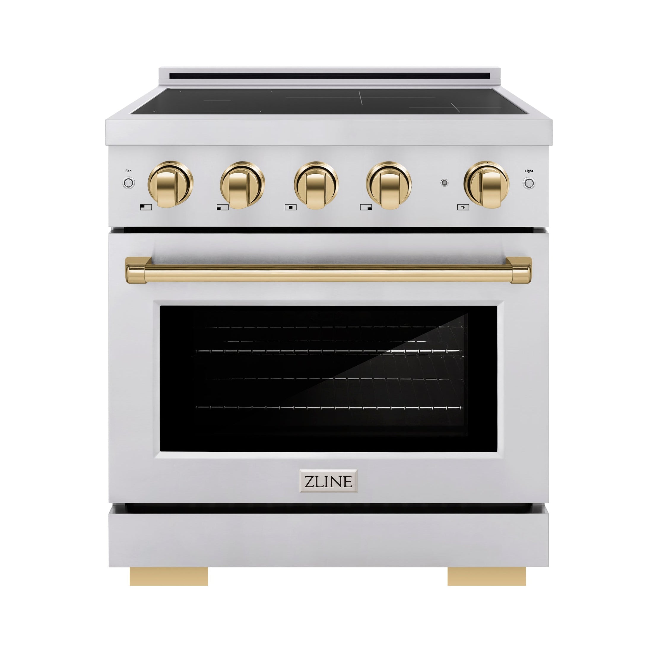 ZLINE 30 in. Induction Range 4.2 cu. ft. 4 Element Cooktop Electric Oven Stainless Steel Polished Gold Accents (SINRZ-30-G)