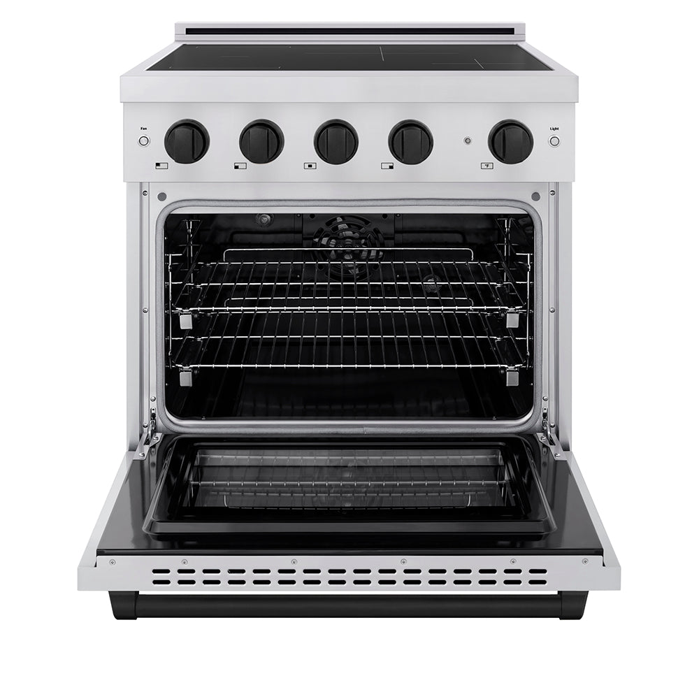 ZLINE 30 in. Induction Range 4.2 cu. ft. 4 Element Cooktop Electric Convection Oven Stainless Steel Matte Black Accents (SINRZ-30-MB)