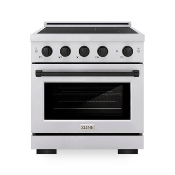 ZLINE 30 in. Induction Range 4.2 cu. ft. 4 Element Cooktop Electric Convection Oven Stainless Steel Matte Black Accents (SINRZ-30-MB)