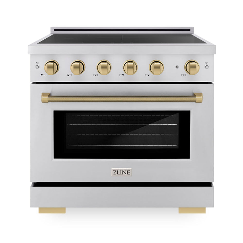 ZLINE 36 in Induction Range 5.2 cu ft Electric Convection Oven 5 Element Cooktop Champagne Bronze Accents (SINRZ-36-KCB)
