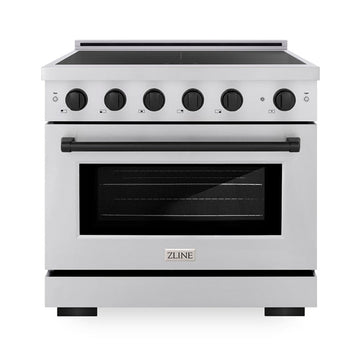 ZLINE 36 in. Induction Range 5.2 cu. ft. 5 Element Cooktop Electric Convection Oven Stainless Steel Matte Black Accents (SINRZ-36-MB)