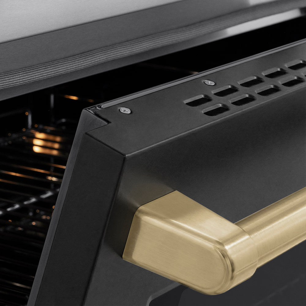 ZLINE 36 in. Induction Range 5.2 cu. ft. 5 Elements Electric Convection Oven Stainless Steel Black Matte Door Champagne Bronze Accents (SINRZ-BLM-36-CB)