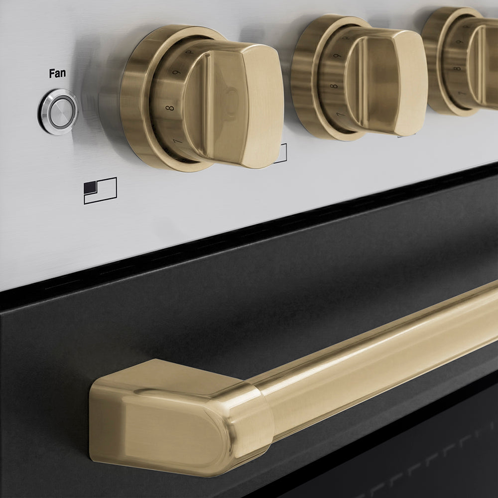 ZLINE 36 in. Induction Range 5.2 cu. ft. 5 Elements Electric Convection Oven Stainless Steel Black Matte Door Champagne Bronze Accents (SINRZ-BLM-36-CB)