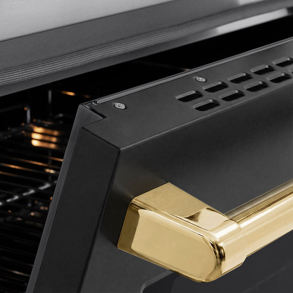 ZLINE 36 in. Induction Range 5.2 cu. ft. 5 Element Cooktop Electric Convection Oven Stainless Steel Black Matte Door Polished Gold Accents (SINRZ-BLM-36-G)