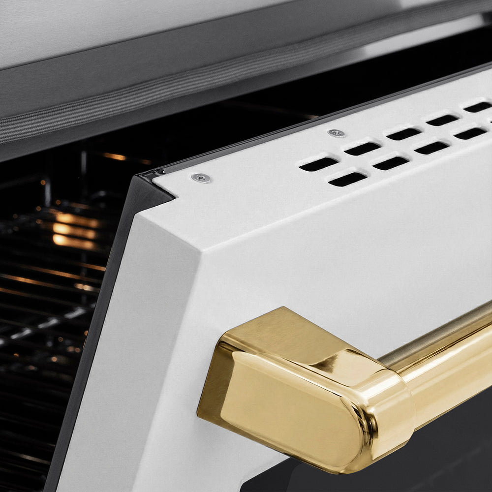 ZLINE 30 in. Induction Range 4.2 cu. ft. 4 Elements Electric Convection Oven Stainless Steel White Matte Door Polished Gold Accents (SINRZ-WM-30-G)