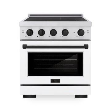 ZLINE 30 in. Induction Range 4.2 cu. ft. 4 Elements Electric Convection Oven White Matte Door Matte Black Accents (SINRZ-WM-30-MB)