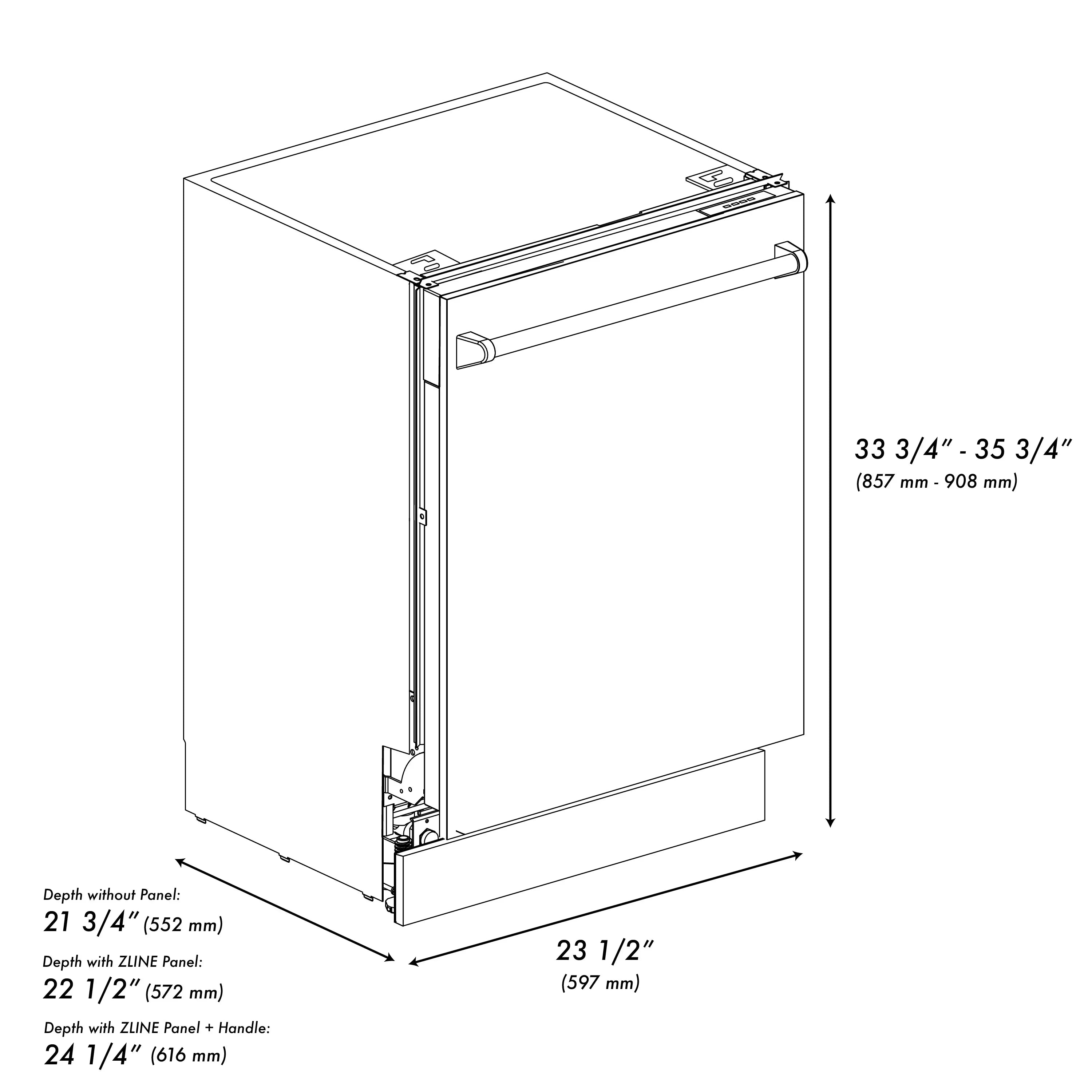 ZLINE 24-Inch Top Control Tall Dishwasher, Stainless Steel, 3rd Rack, Model DWV-304-24