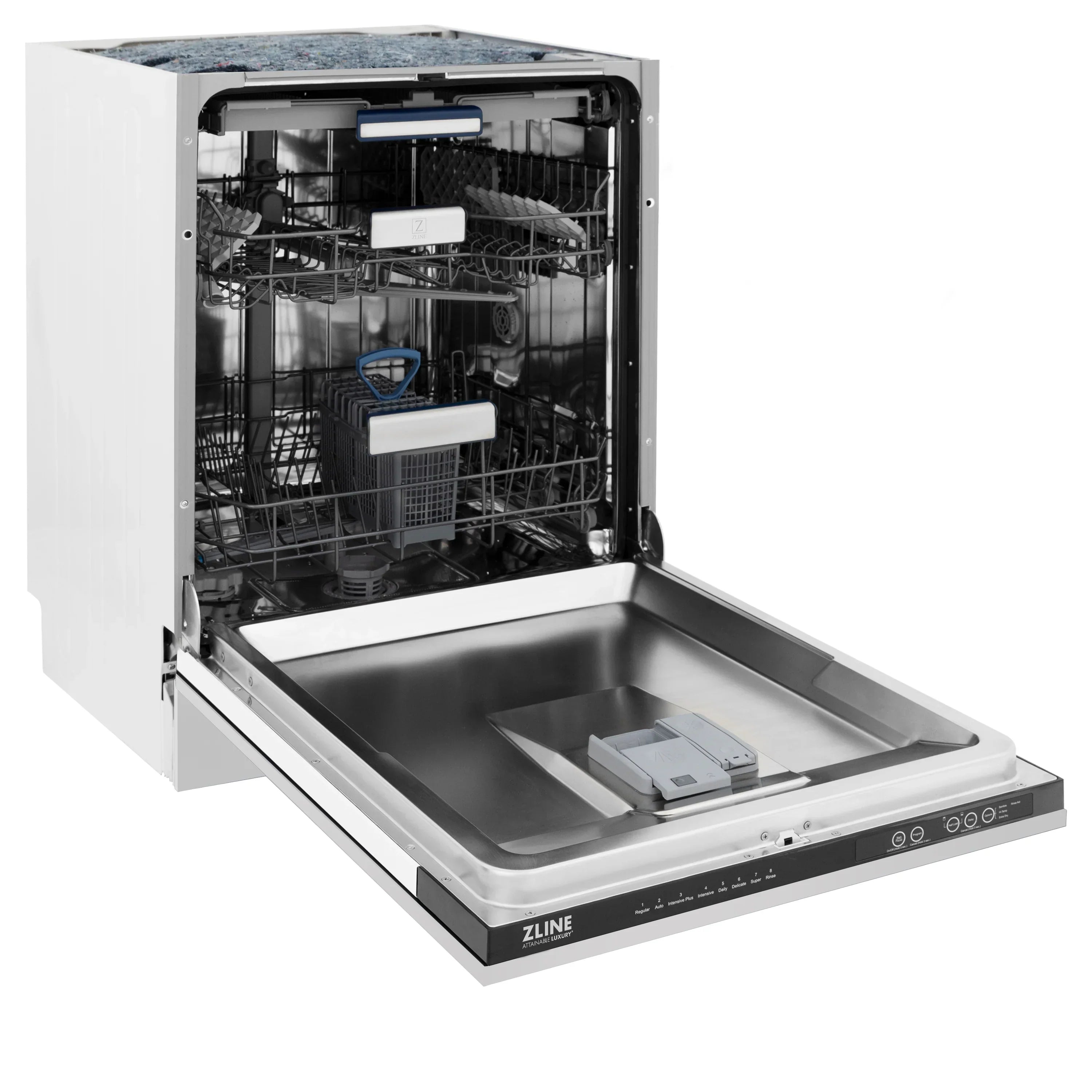 ZLINE 24-Inch Top Control Tall Dishwasher, Stainless Steel, 3rd Rack, Model DWV-304-24
