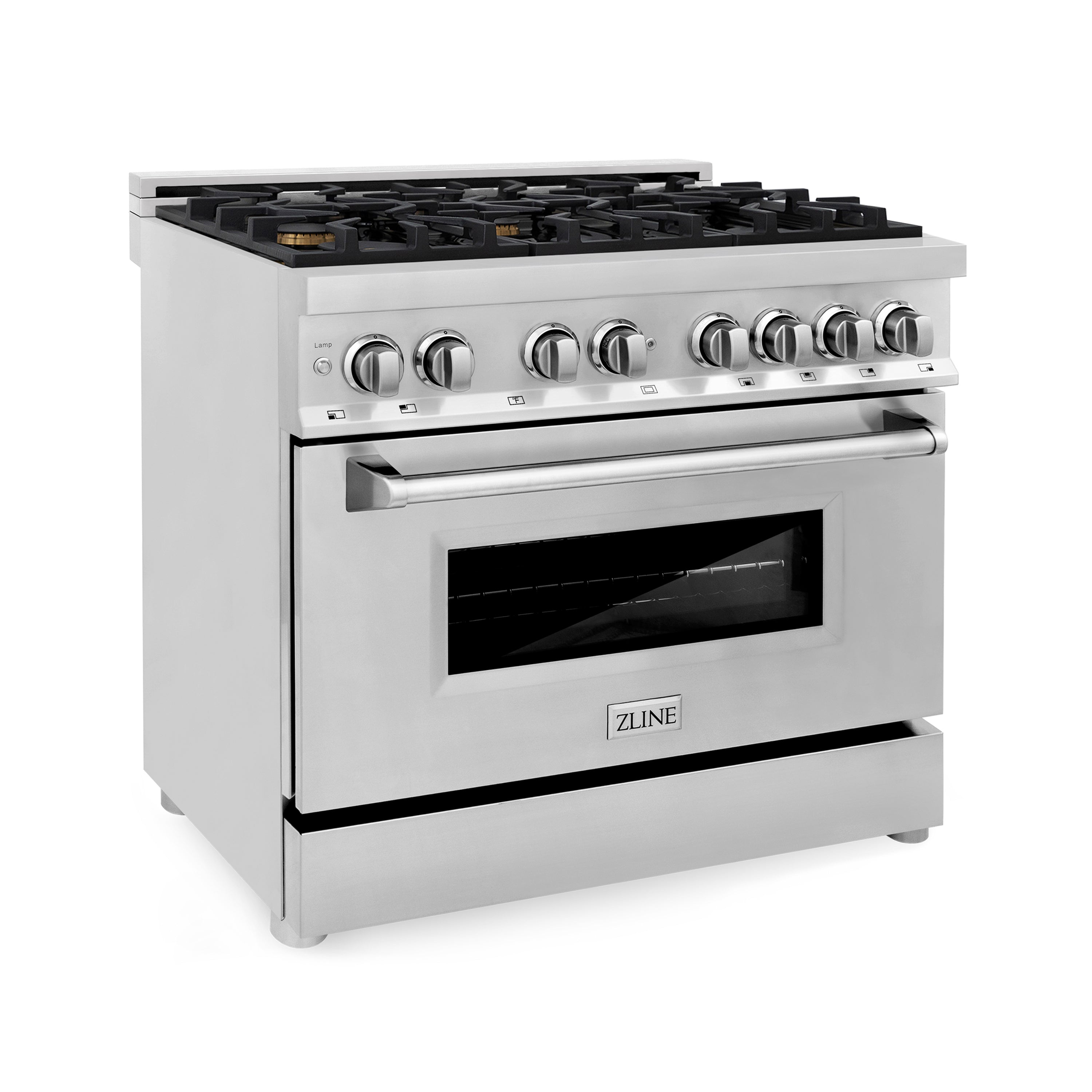 ZLINE 36-Inch Dual Fuel Range with 6 Gas Burners and Electric Convection Oven, Stainless Steel with Brass Burners (RA-BR-36)