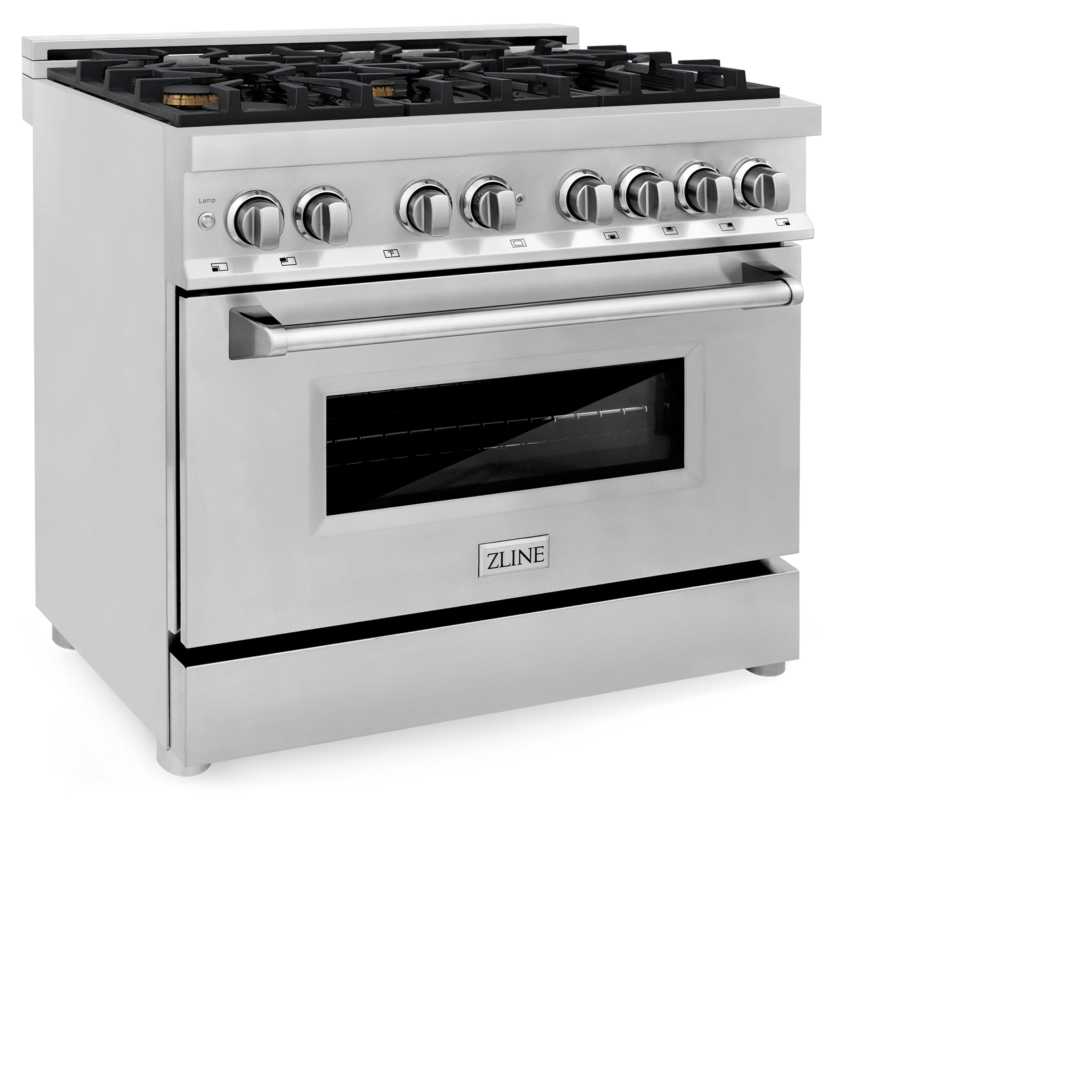 ZLINE 36-Inch Dual Fuel Range with 6 Gas Burners and Electric Convection Oven, Stainless Steel with Brass Burners (RA-BR-36)