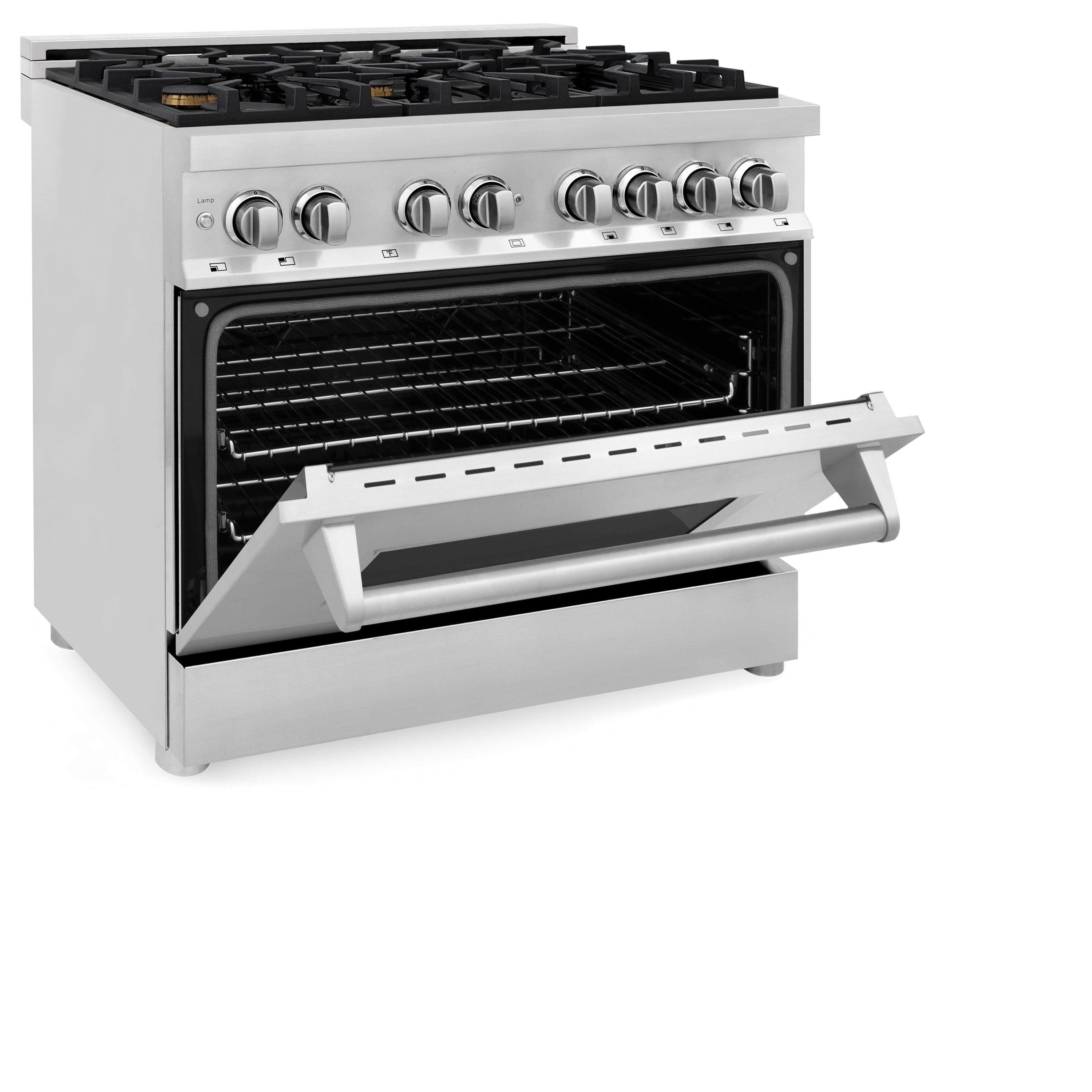 ZLINE 36-Inch Dual Fuel Range with 6 Gas Burners and Electric Convection Oven, Stainless Steel with Brass Burners (RA-BR-36)