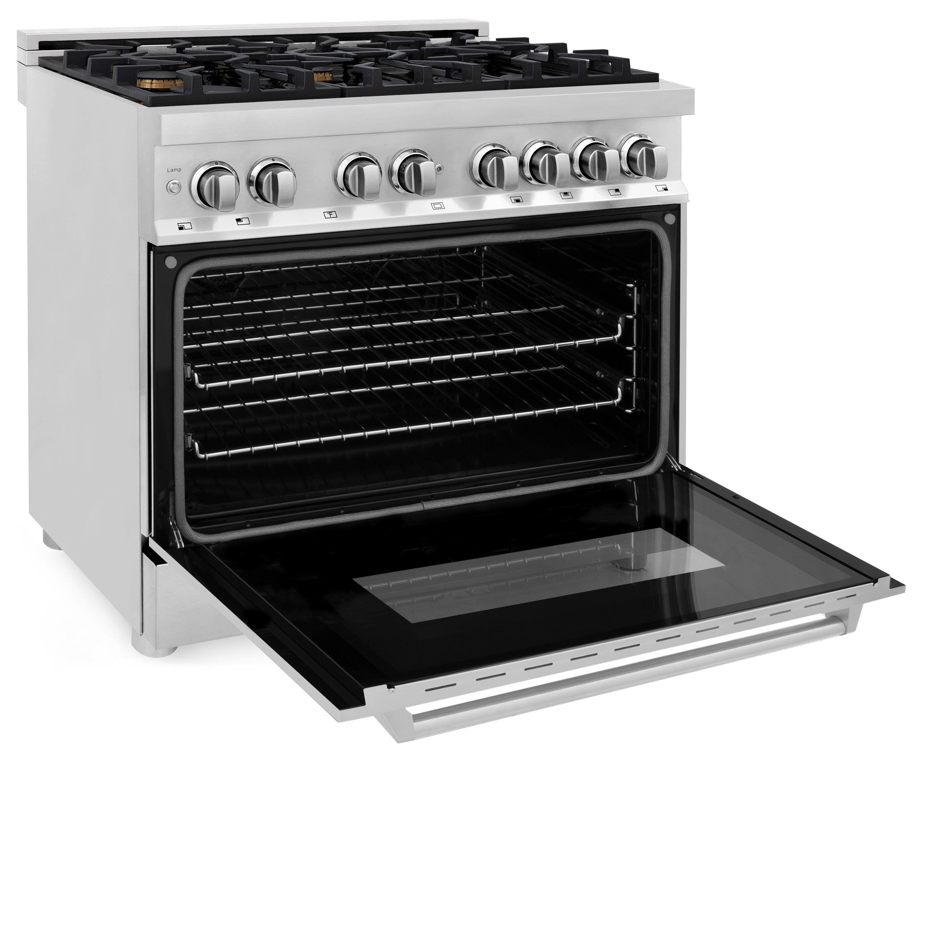 ZLINE 36-Inch Dual Fuel Range with 6 Gas Burners and Electric Convection Oven, Stainless Steel with Brass Burners (RA-BR-36)