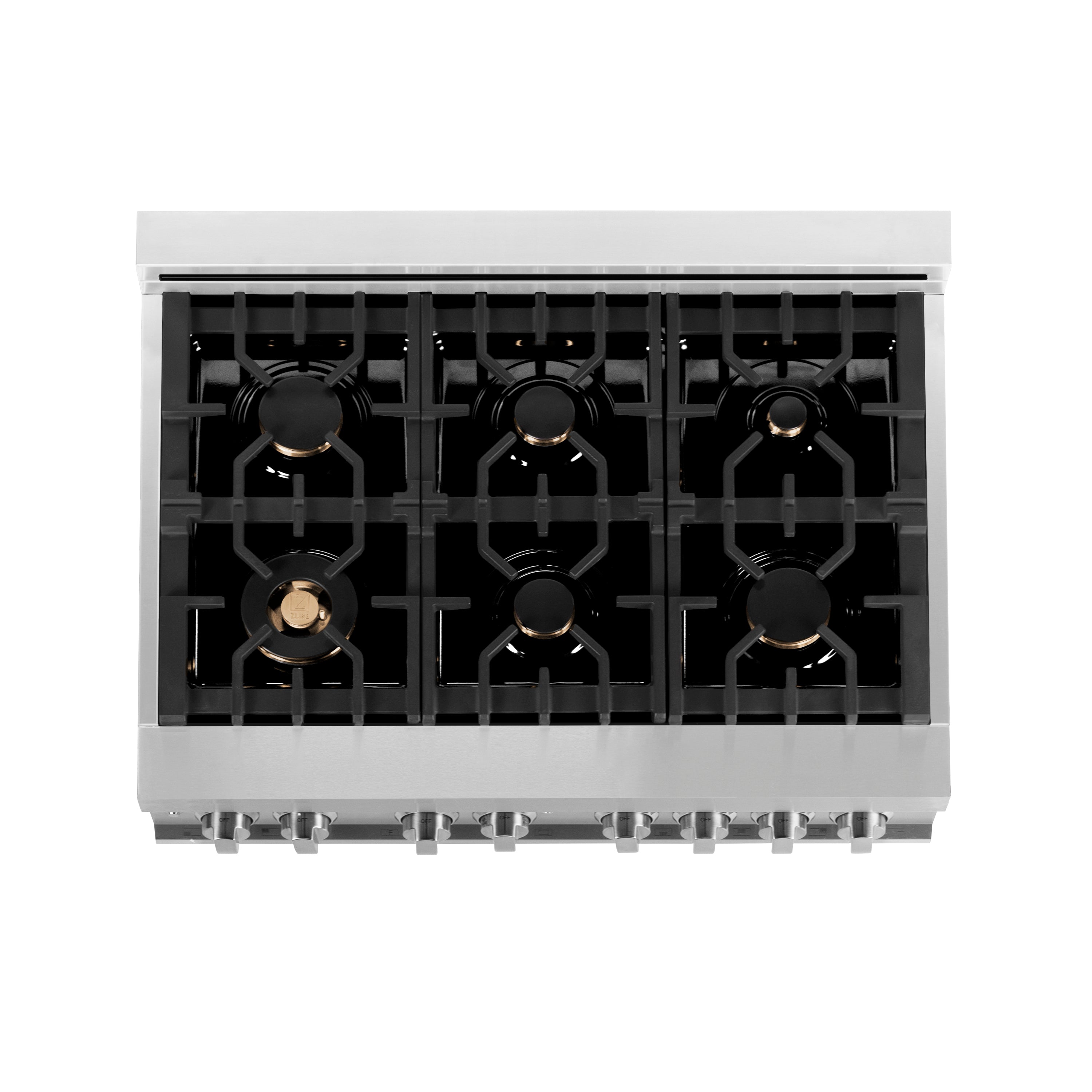 ZLINE 36 in. Dual Fuel Range with 6 Brass Gas Burners, Electric Convection Oven, Griddle, 4.6 cu. ft., Stainless Steel (RA-BR-GR-36)