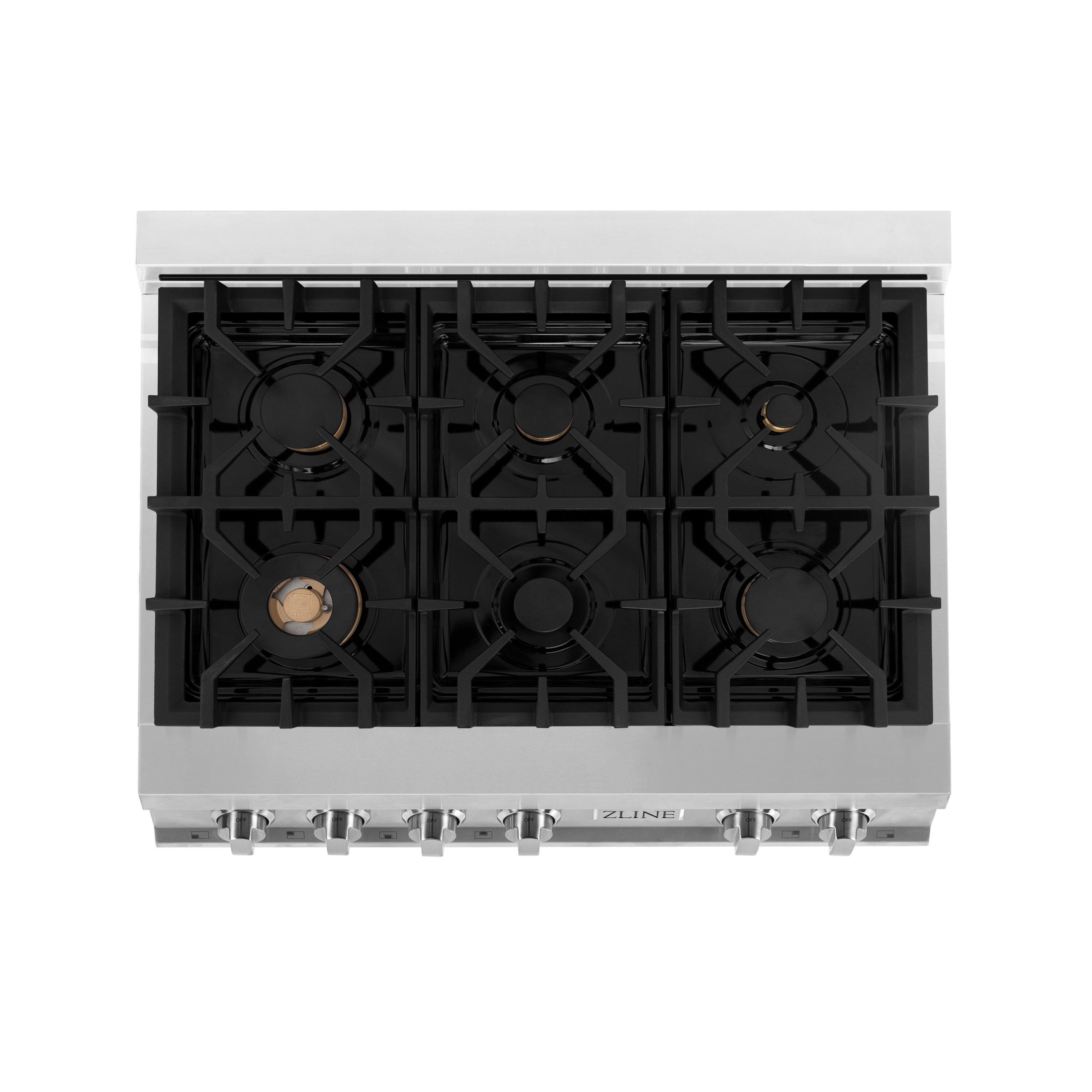 ZLINE 36-Inch Dual Fuel Range with 6 Gas Burners and Electric Convection Oven, Stainless Steel with Brass Burners (RA-BR-36)
