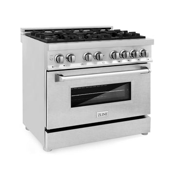 ZLINE 36 in. 4.6 cu. ft. Legacy Dual Fuel Range with 6 Gas Burners and Electric Convection Oven, Stainless Steel with Satin Stainless Steel Door (RA-SN-36)