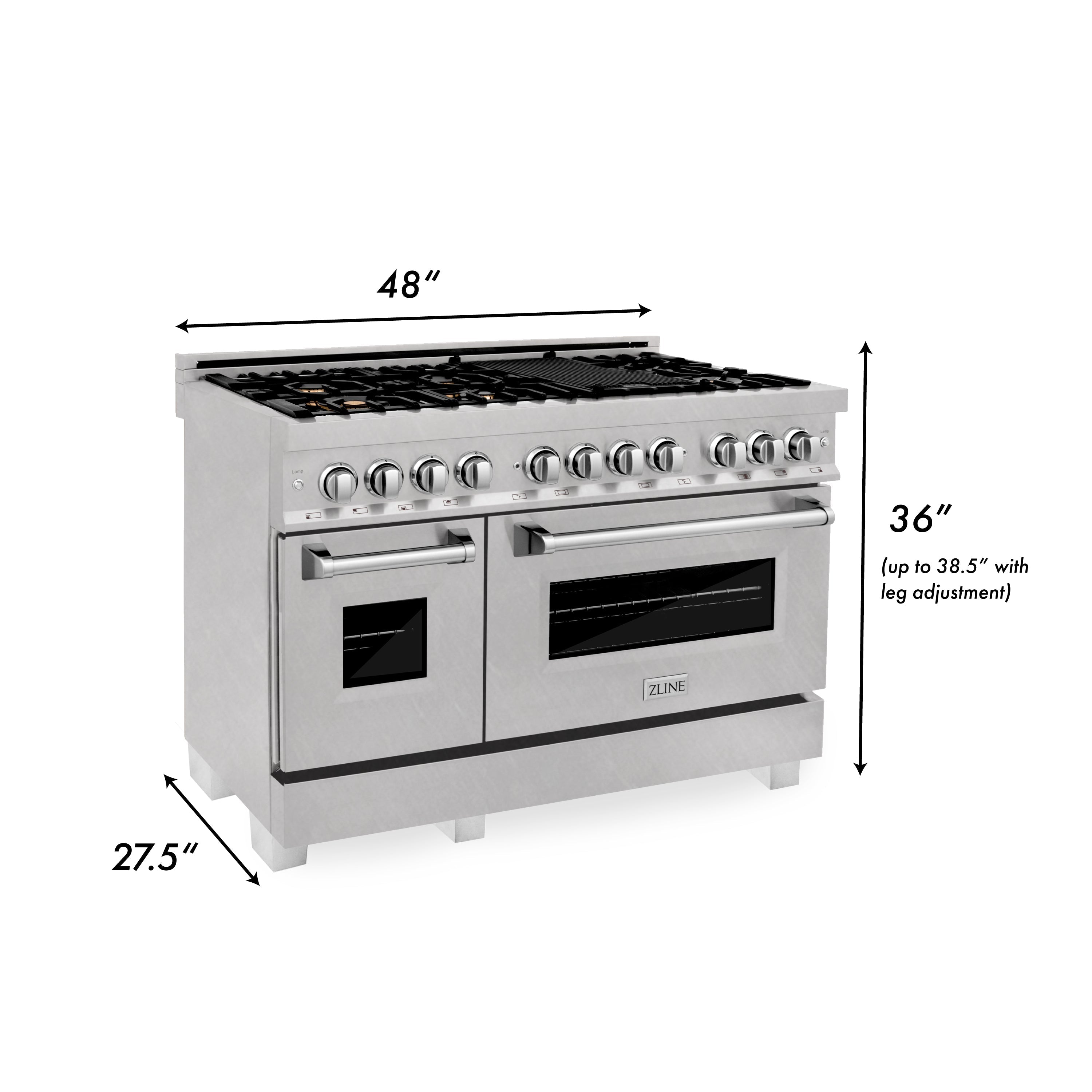 ZLINE 48 in. 6.0 cu. ft. Legacy Dual Fuel Range with 6 Brass Burners and Griddle, 2 Electric Ovens, Satin Stainless Steel (RAS-SN-BR-GR-48)