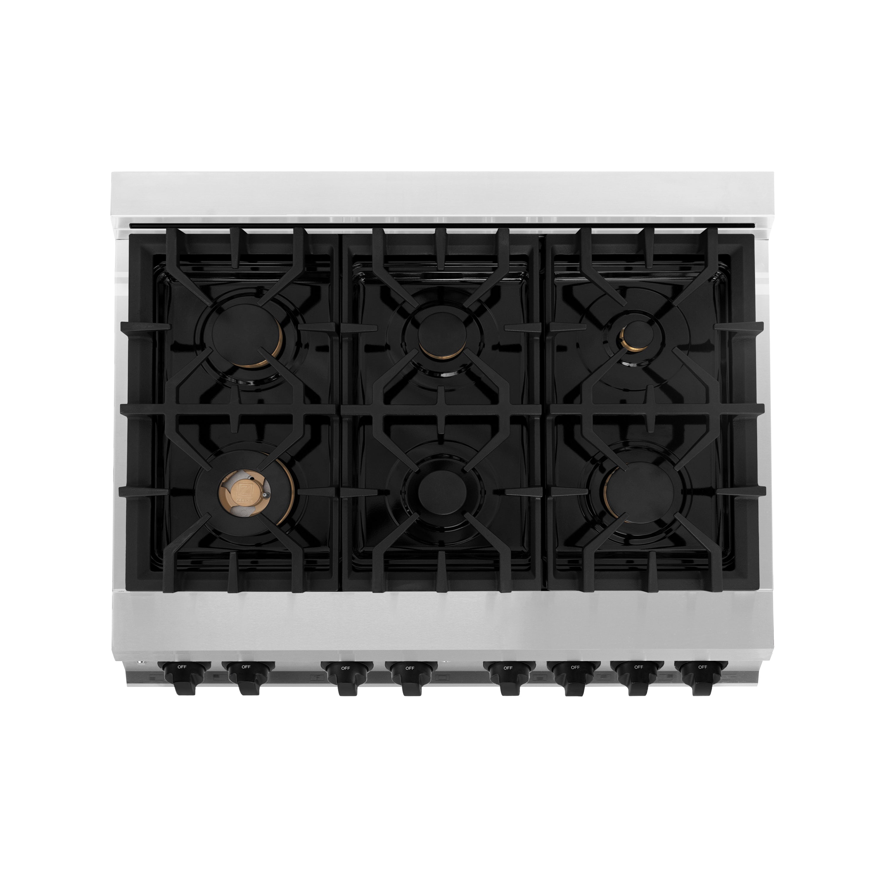 ZLINE Autograph Edition 36 in. 4.6 cu. ft. Dual Fuel Range with Gas Cooktop and Electric Convection Oven in Stainless Steel with Black Matte Accents (RAZ-36-MB)