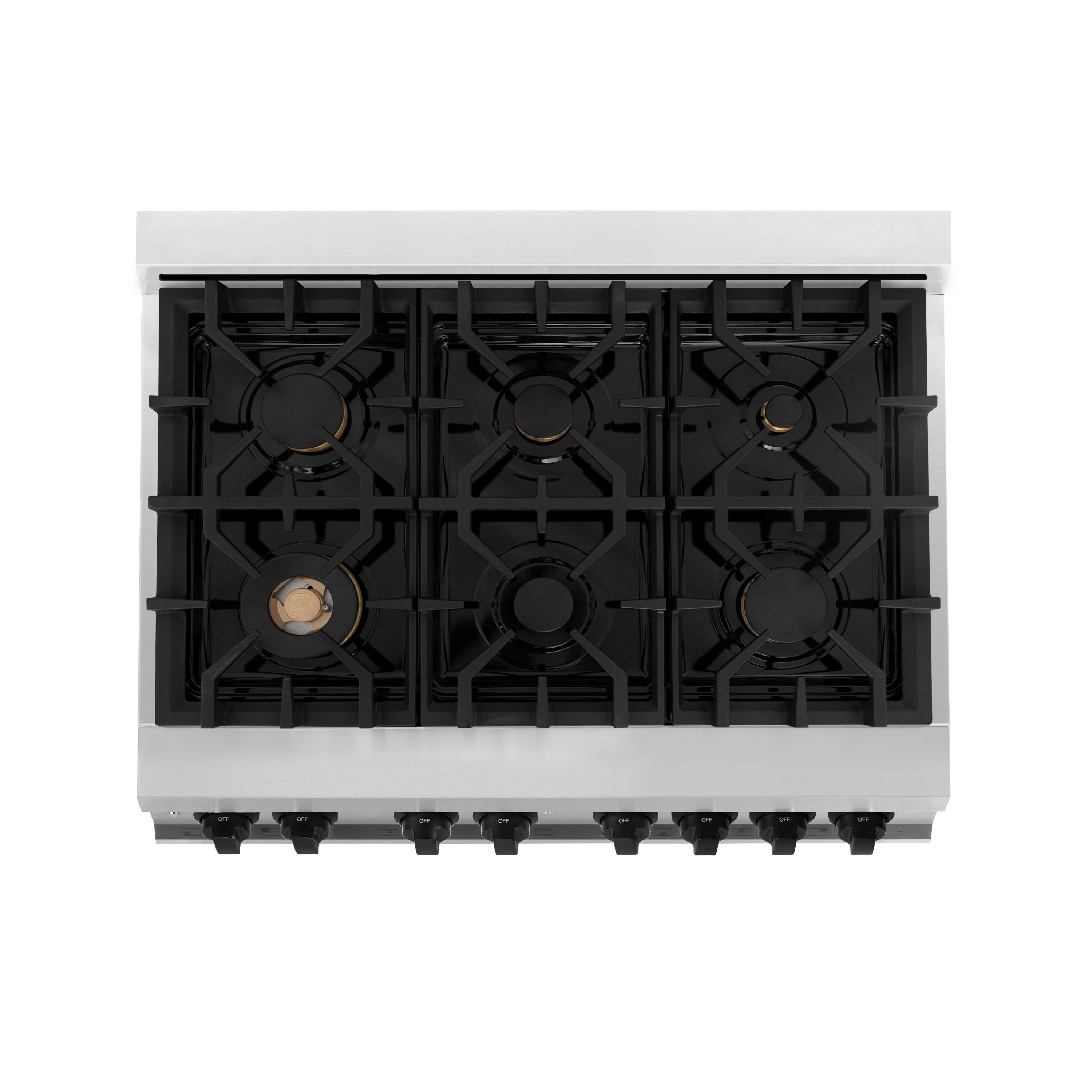 ZLINE Autograph 36 in. 4.6 cu. ft. Dual Fuel Range in Stainless Steel with White Matte Door and Matte Black Accents (RAZ-WM-36-MB)