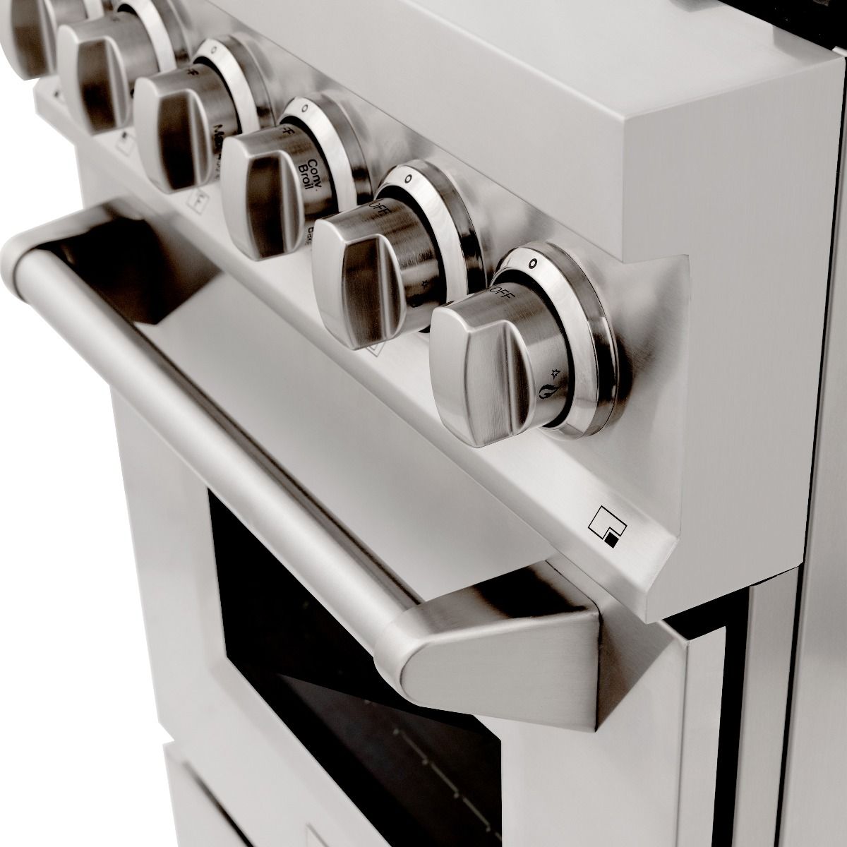 ZLINE 24 in. Dual Fuel Range with Gas Burners and Electric Oven in Stainless Steel with Brass Burners (RA-BR-24)