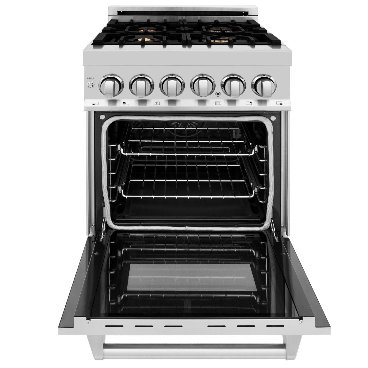 ZLINE 24 in. Dual Fuel Range with Gas Burners and Electric Oven in Stainless Steel with Brass Burners (RA-BR-24)