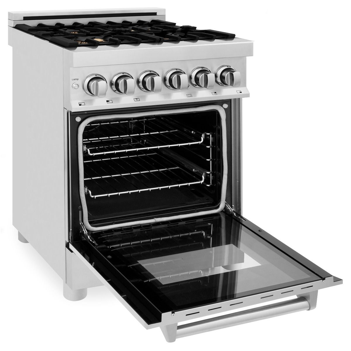 ZLINE 24 in. Dual Fuel Range with Gas Burners and Electric Oven in Stainless Steel with Brass Burners (RA-BR-24)