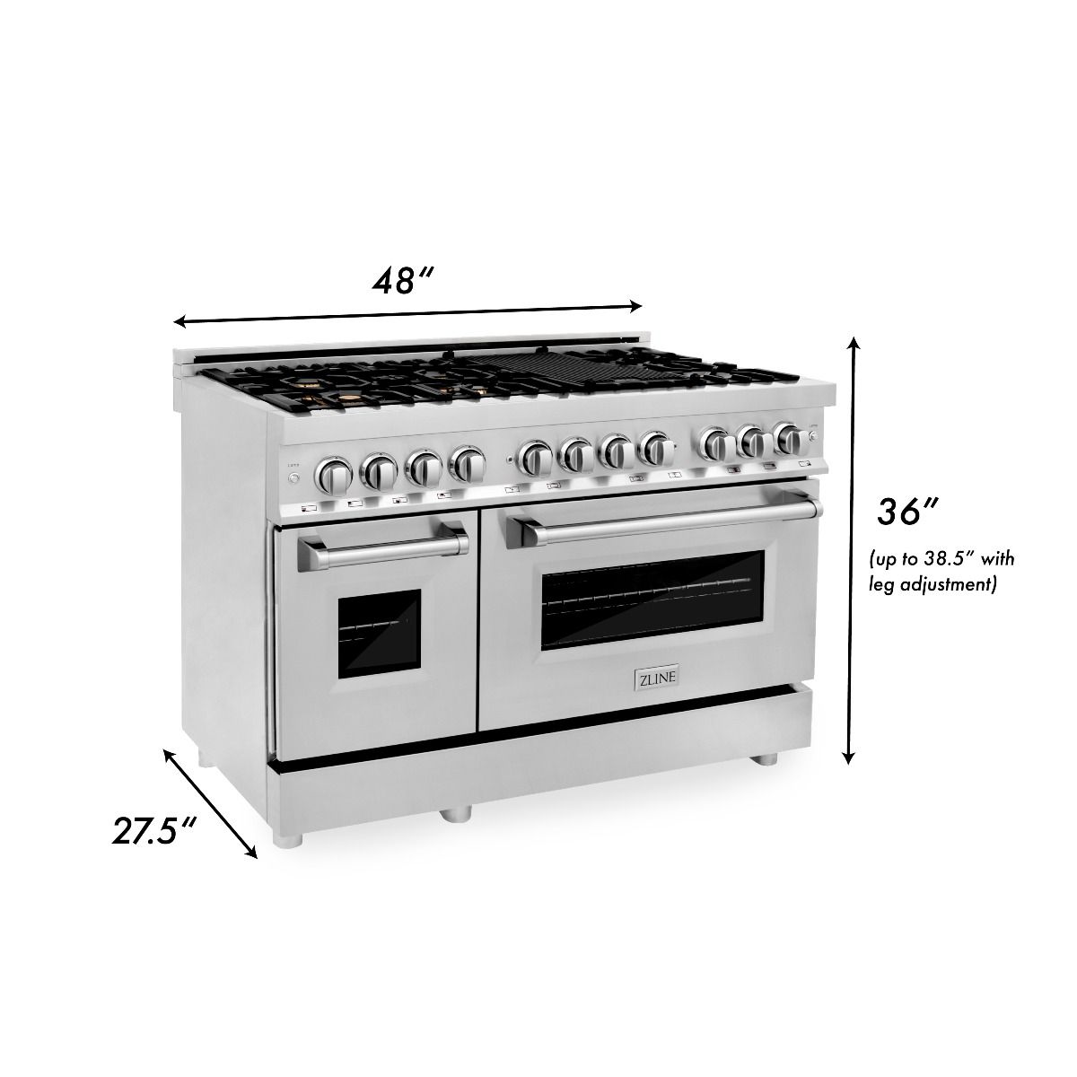 ZLINE 48-Inch Professional Gas Range with Electric Oven, Stainless Steel, Brass Burners (RA-BR-48)