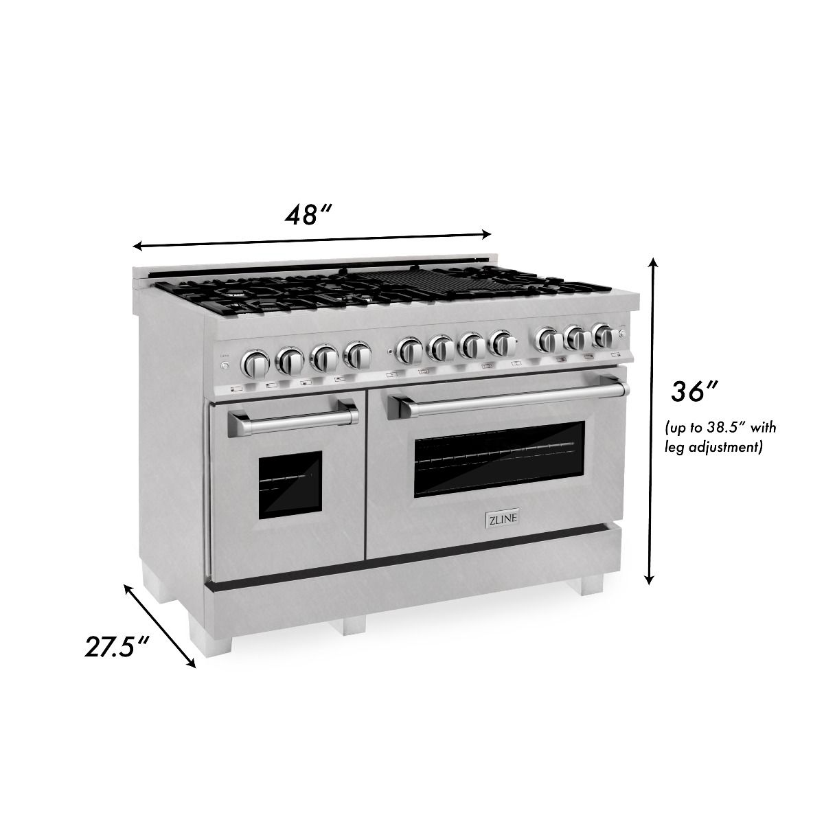 ZLINE Legacy 48-Inch Dual Fuel Range with 7 Gas Burners and Double Electric Ovens, Satin Stainless Steel (RAS-SN-48)