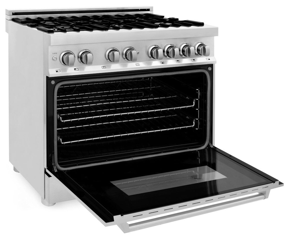 ZLINE Kitchen and Bath 36" Dual Fuel Range, 6 Gas Burners, Electric Convection Oven, Stainless Steel (RA36)