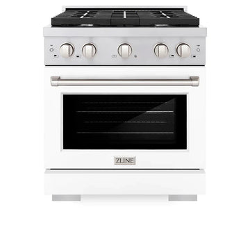 ZLINE Paramount 30 in. 4.2 cu. ft. Gas Range with Convection Oven, Stainless Steel with White Matte Door (Model SGR-WM-30)