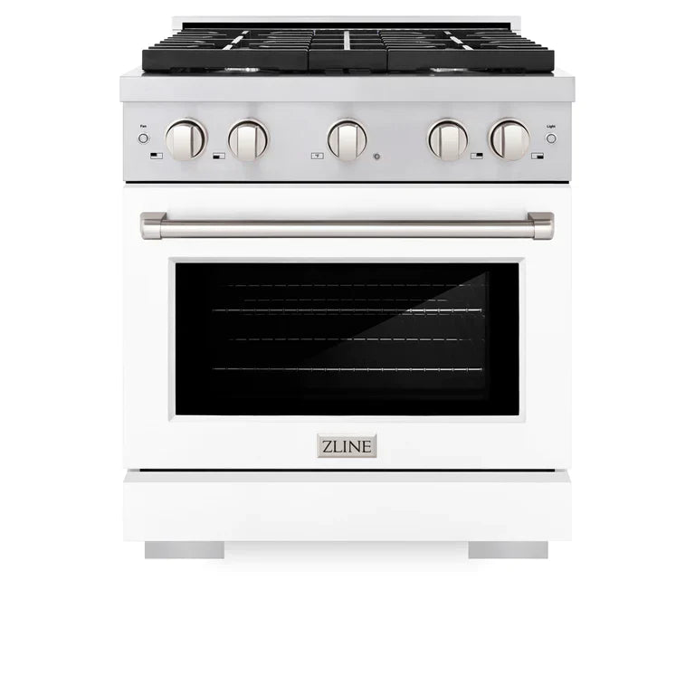 ZLINE Paramount 30 in. 4.2 cu. ft. Gas Range with Convection Oven, Stainless Steel with White Matte Door (Model SGR-WM-30)