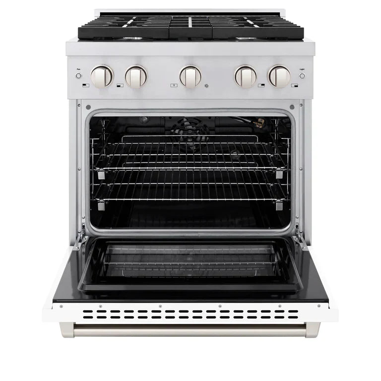 ZLINE Paramount 30 in. 4.2 cu. ft. Gas Range with Convection Oven, Stainless Steel with White Matte Door (Model SGR-WM-30)