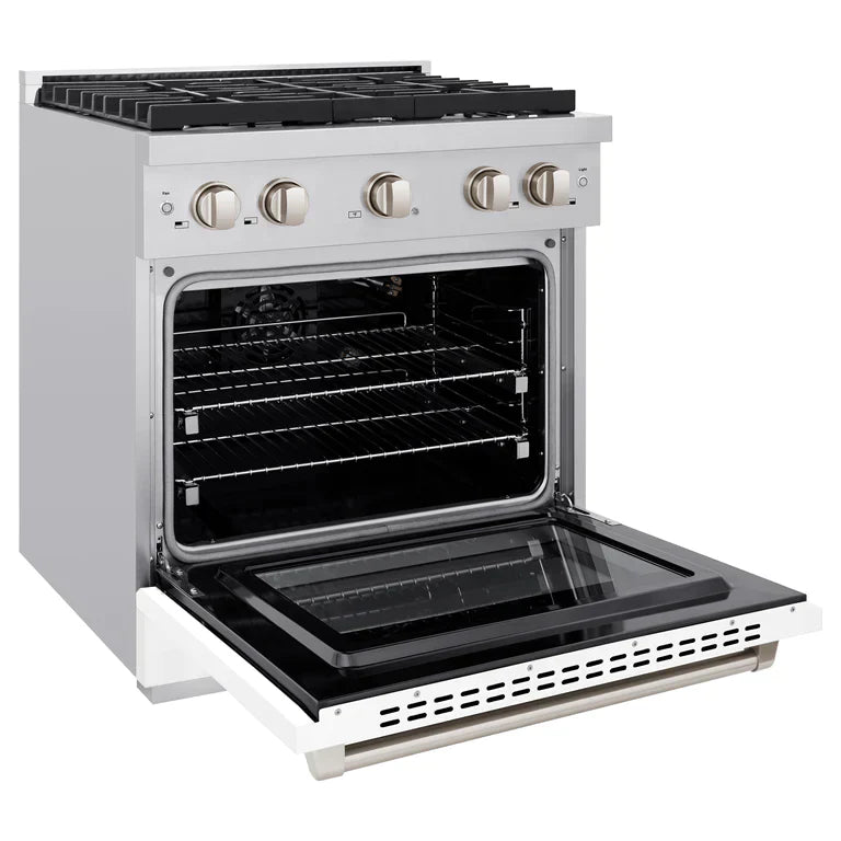 ZLINE Paramount 30 in. 4.2 cu. ft. Gas Range with Convection Oven, Stainless Steel with White Matte Door (Model SGR-WM-30)