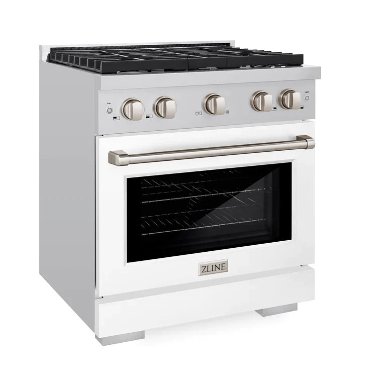 ZLINE Paramount 30 in. 4.2 cu. ft. Gas Range with Convection Oven, Stainless Steel with White Matte Door (Model SGR-WM-30)