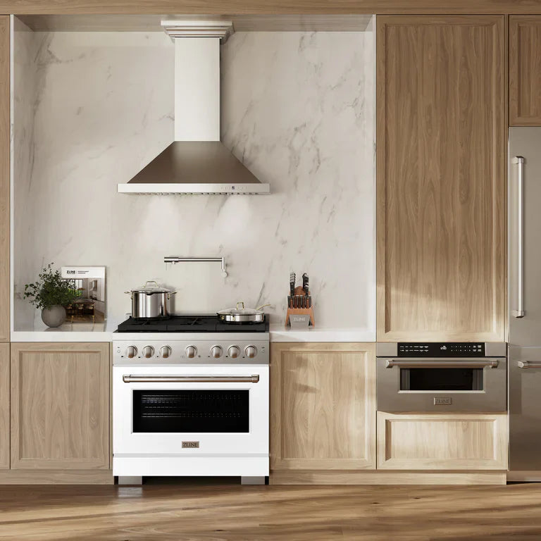 ZLINE 36-Inch Paramount Series Gas Range with Convection Oven, 5.2 cu. ft., Stainless Steel with White Matte Door (Model SGR-WM-36)