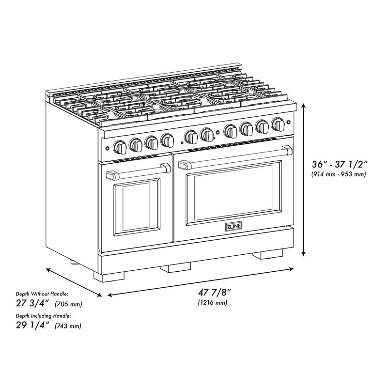 ZLINE Paramount 48 in. 6.7 cu. ft. Gas Range with Convection Oven, Stainless Steel with White Matte Doors (SGR-WM-48)