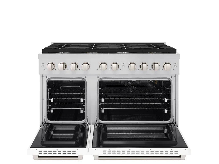 ZLINE Paramount 48 in. 6.7 cu. ft. Gas Range with Convection Oven, Stainless Steel with White Matte Doors (SGR-WM-48)