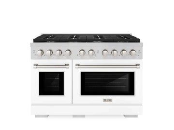 ZLINE Paramount 48 in. 6.7 cu. ft. Gas Range with Convection Oven, Stainless Steel with White Matte Doors (SGR-WM-48)