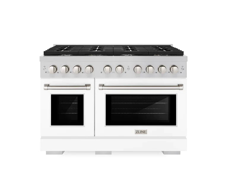 ZLINE Paramount 48 in. 6.7 cu. ft. Gas Range with Convection Oven, Stainless Steel with White Matte Doors (SGR-WM-48)