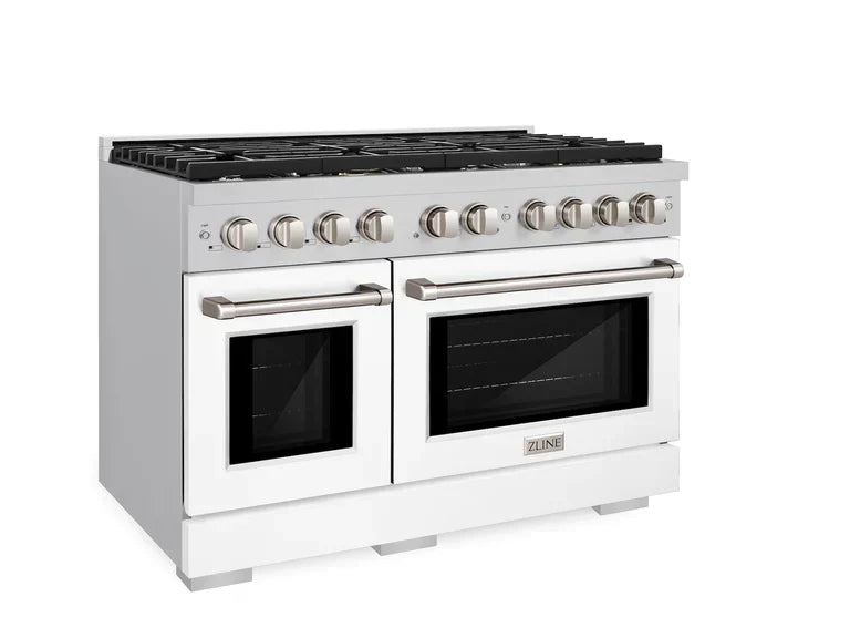 ZLINE Paramount 48 in. 6.7 cu. ft. Gas Range with Convection Oven, Stainless Steel with White Matte Doors (SGR-WM-48)