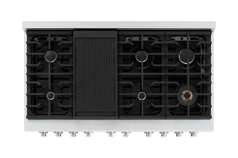 ZLINE Paramount 48 in. 6.7 cu. ft. Gas Range with Convection Oven, Stainless Steel with White Matte Doors (SGR-WM-48)