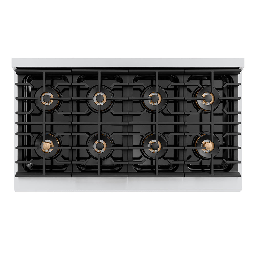 ZLINE Autograph 48" Paramount Gas Rangetop with 8 Burner DuoPro™ Cooktop in Stainless Steel and Champagne Bronze Accents, PSRTZ-48-CB
