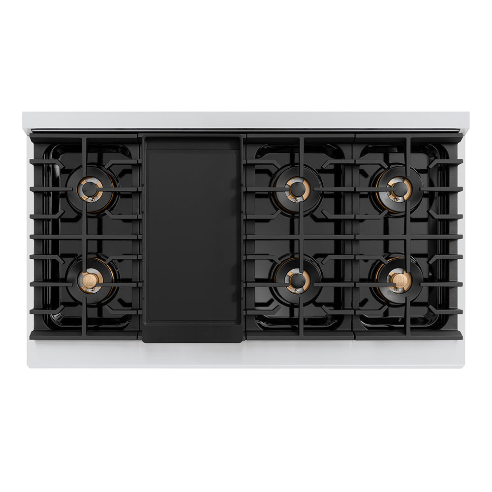 ZLINE Autograph 48" Paramount Gas Rangetop with 8 Burner DuoPro™ Cooktop in Stainless Steel and Matte Black Accents, PSRTZ-48-MB