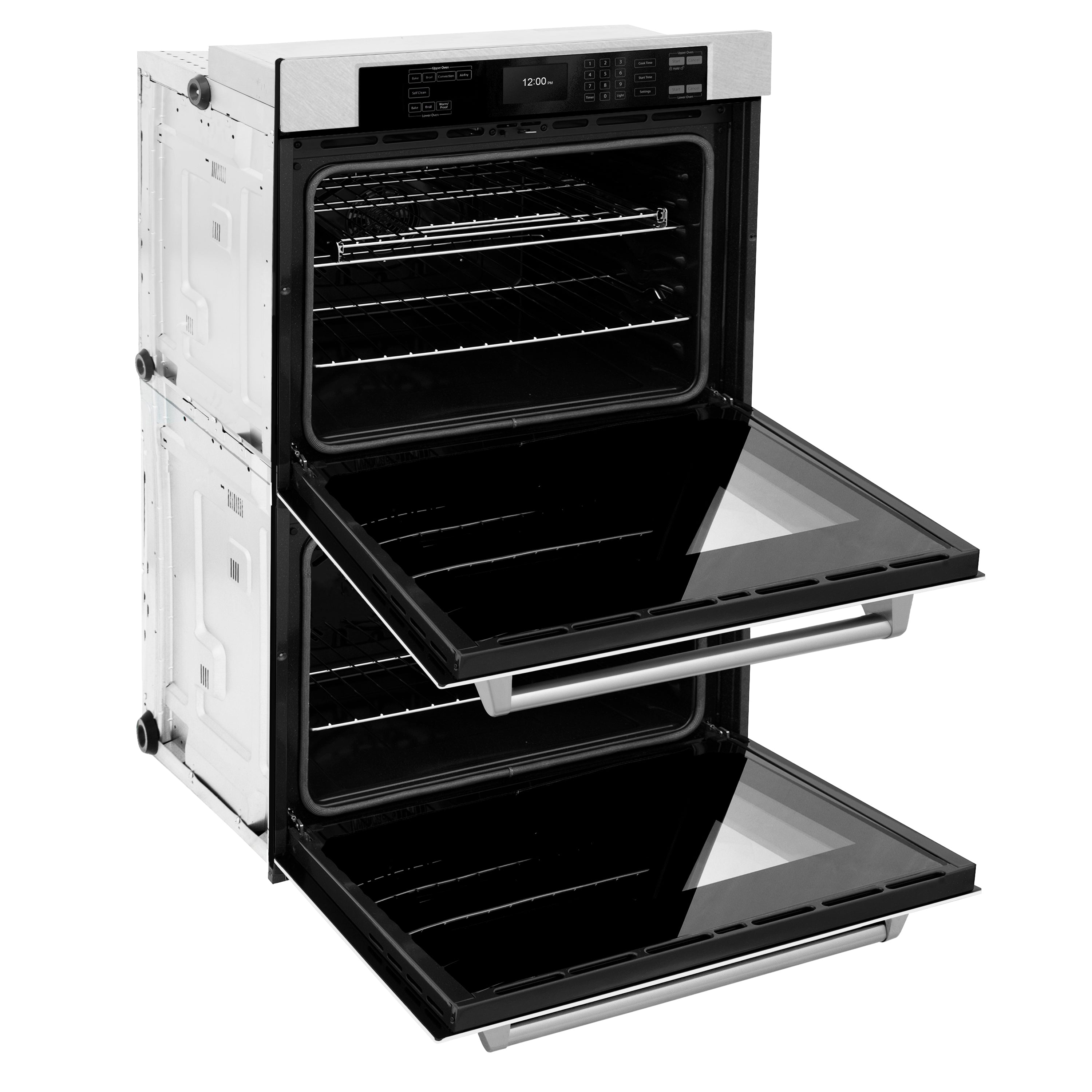 ZLINE 30" Professional True Convection Double Wall Oven with Air Fry and Self Clean in Satin Stainless Steel with White Matte Doors, WADS-WM-30