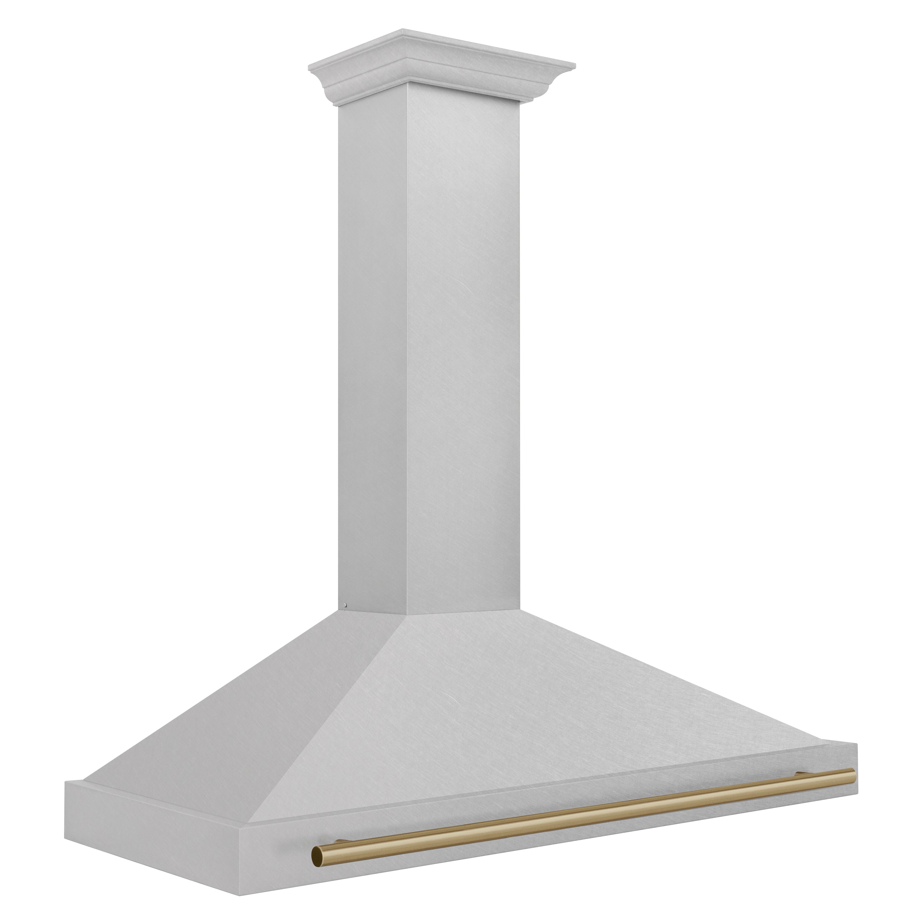 ZLINE 48 in. Wall Mount Range Hood Convertible Satin Stainless Steel Champagne Bronze Handle (KB4SNZ-48-CB)