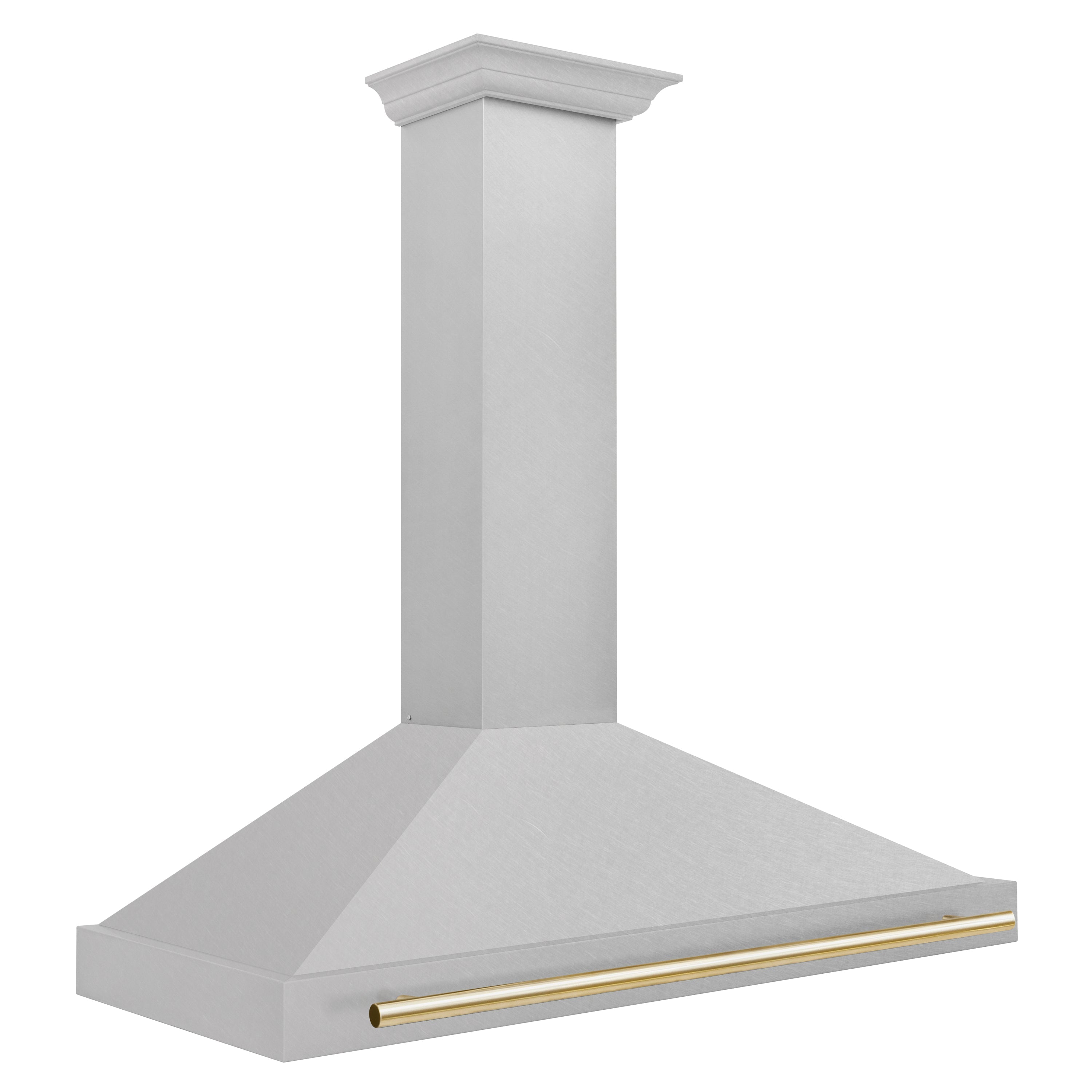 ZLINE 48 in. Wall Mount Range Hood Convertible Satin Stainless Steel Polished Gold Handle (KB4SNZ-48-G)