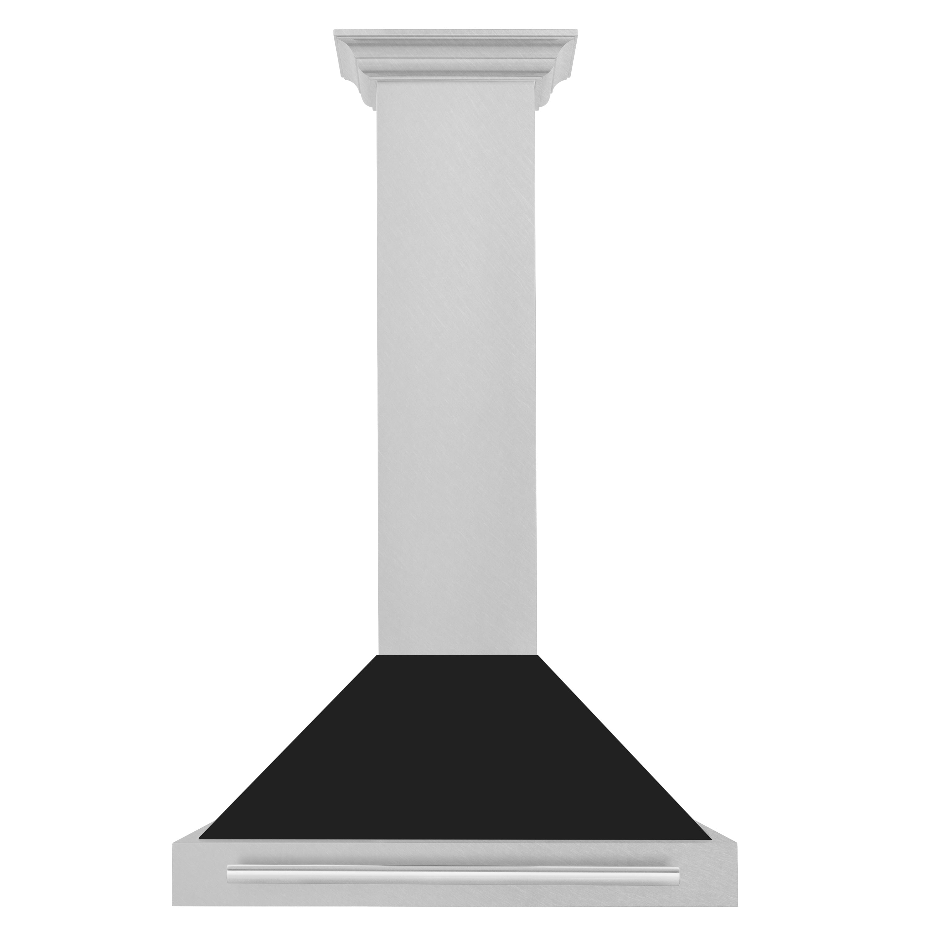 ZLINE 30 in Wall Mount Range Hood Convertible Satin Stainless Steel Black Matte Shell 400 CFM KB4SNX-BLM-30