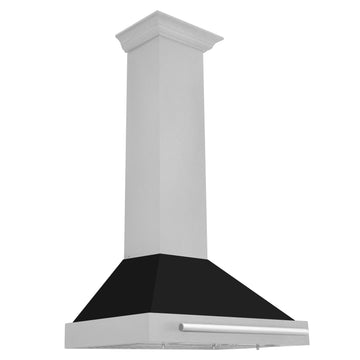 ZLINE 30 in Wall Mount Range Hood Convertible Satin Stainless Steel Black Matte Shell 400 CFM KB4SNX-BLM-30