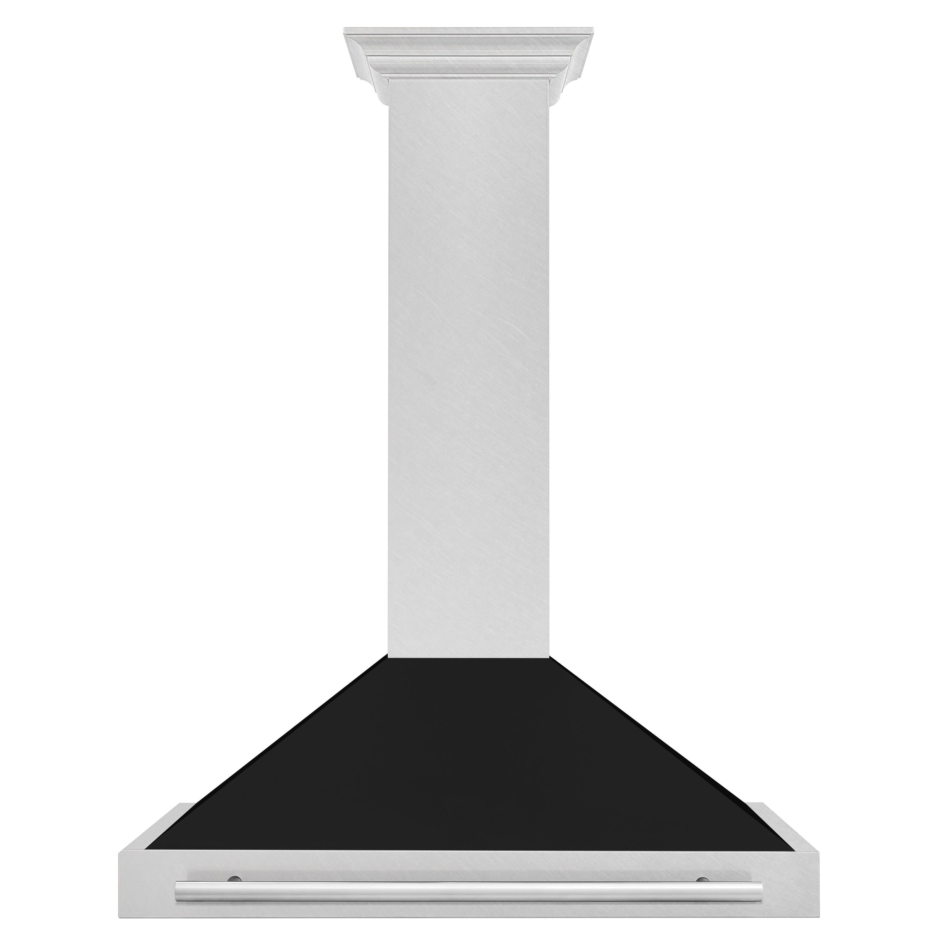 ZLINE 36 in. Wall Mount Range Hood Convertible Satin Stainless Steel Black Matte Shell Stainless Steel Handle (KB4SNX-BLM-36)